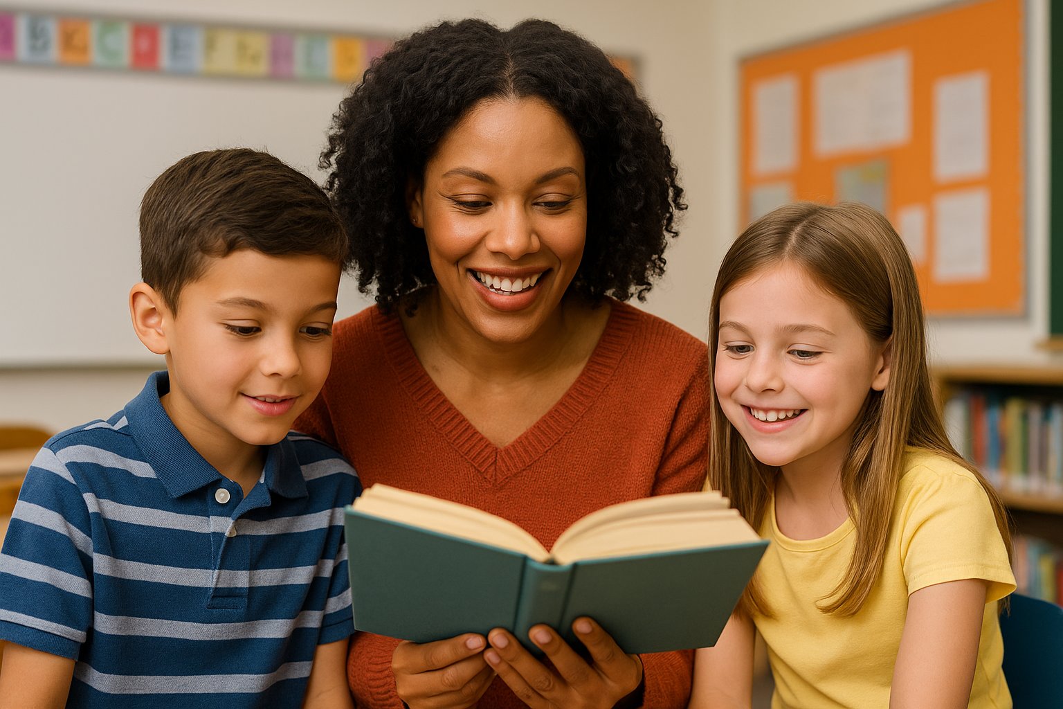 Teacher reading with students